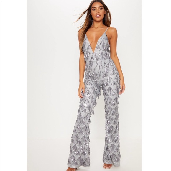 silver fringe jumpsuit